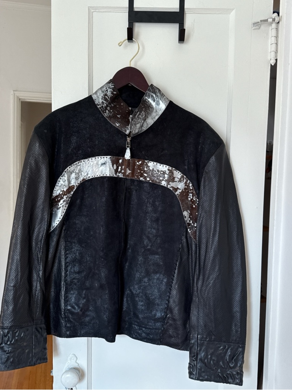 Vintage Black Jacket with Silver Accent